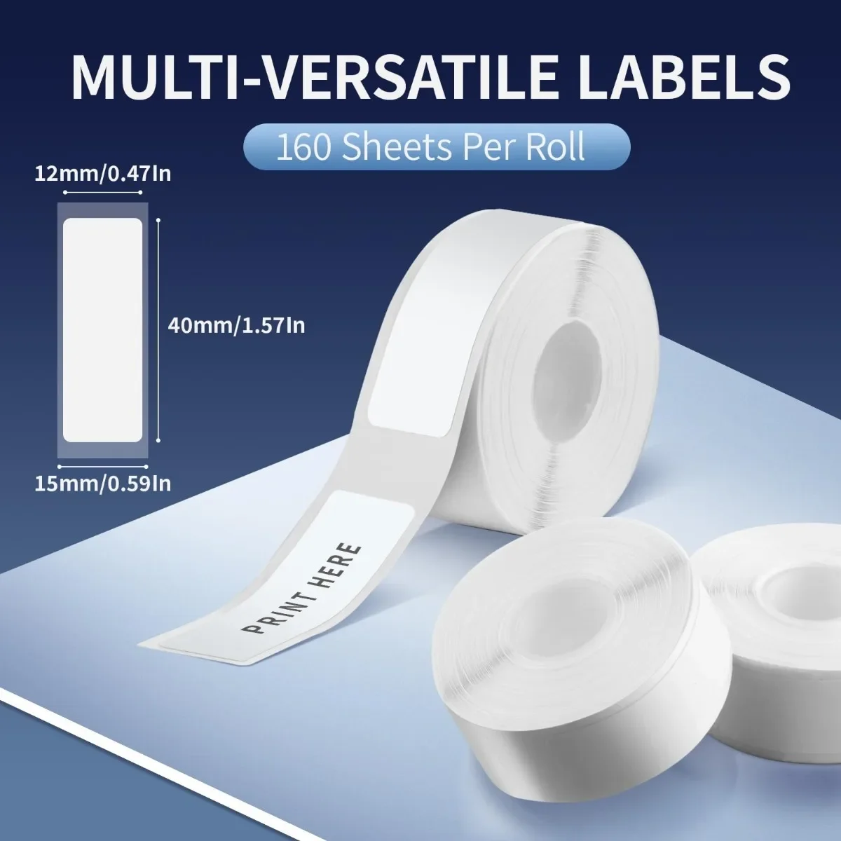 12x40mm White Intervals Thermal Label Paper Waterproof For D30 Label Printers School Stationary Names Marking Labels Maker Tape