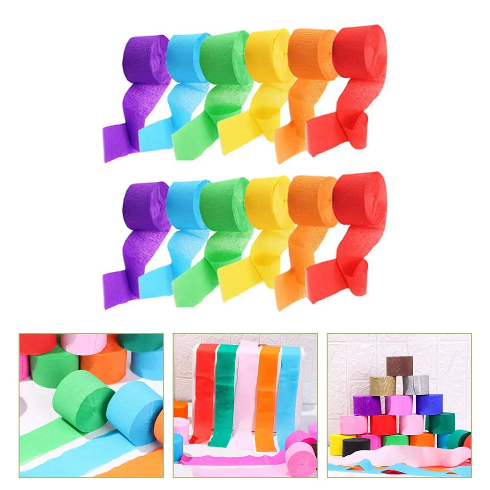 12 Pcs Bulletin Board Trim Streamers Decorations Coloured Tissue Paper DIY Crepe