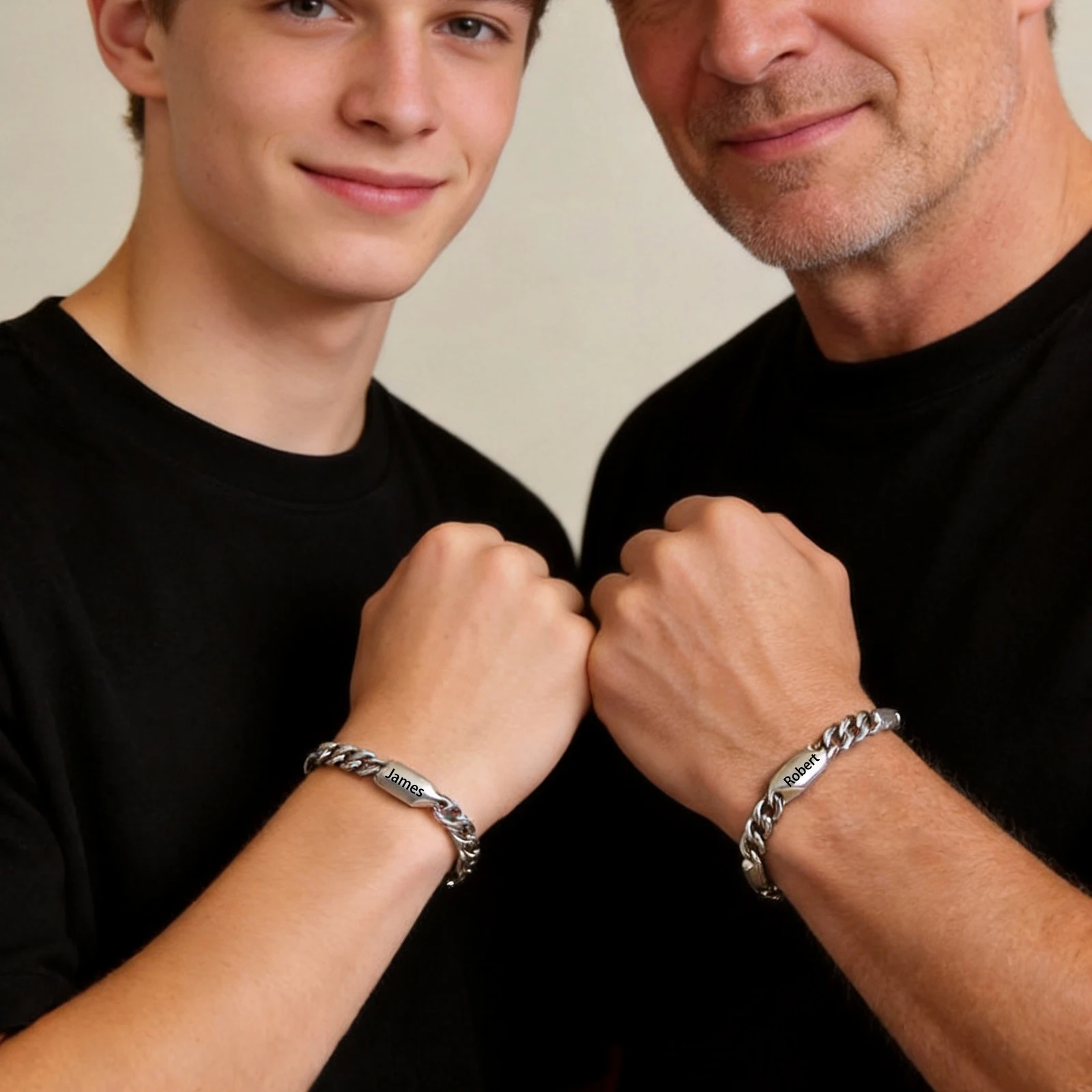 Vnox Kostenlos Gravierbares Namens-Kubanisches Gliederarmband für Männer, Edelstahl ID-Stabkettenarmband Personalisierte Vatertags-Geschenke