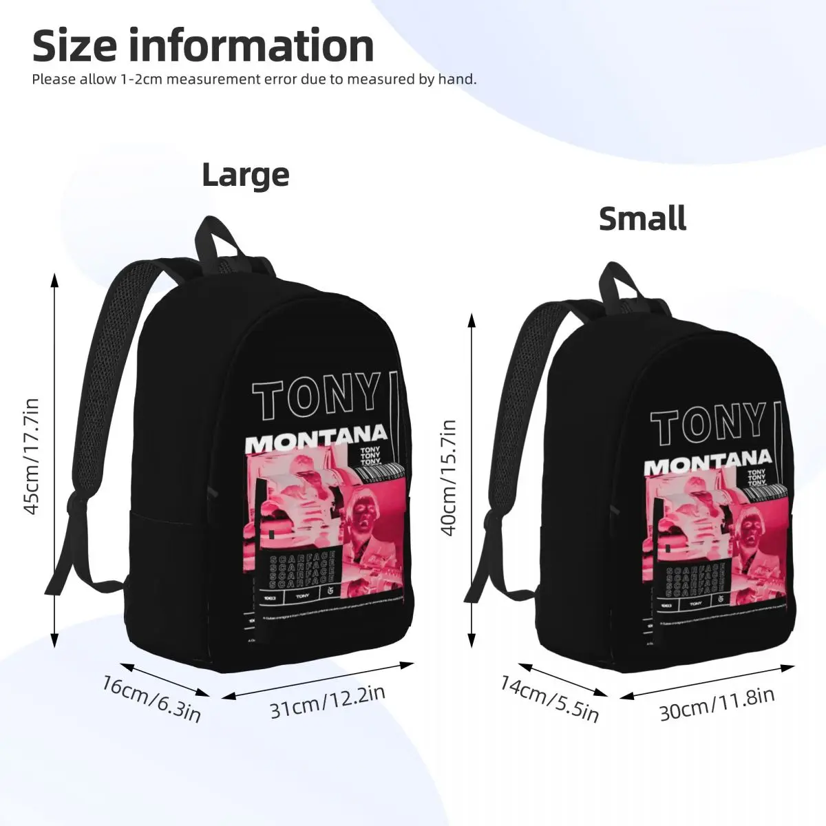 Tony Montana Singer Teenage Backpack Durable Student Hiking Travel Daypack for Men Women Laptop Computer Canvas Bags