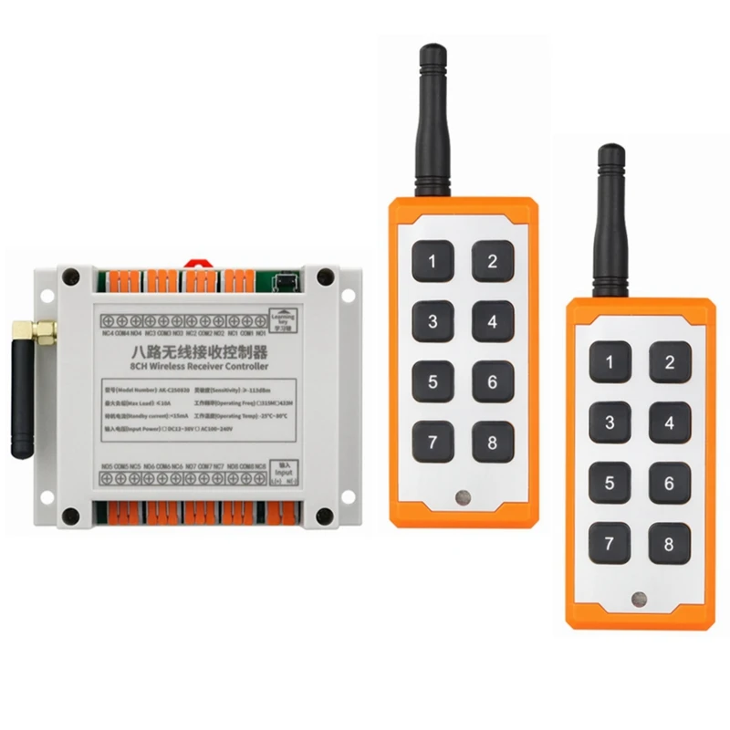8CH Wireless Remote Control Switch DC12-36V 433Mhz Relay for Electric Curtains Aquarium Lights Garage Gates - Home Automation