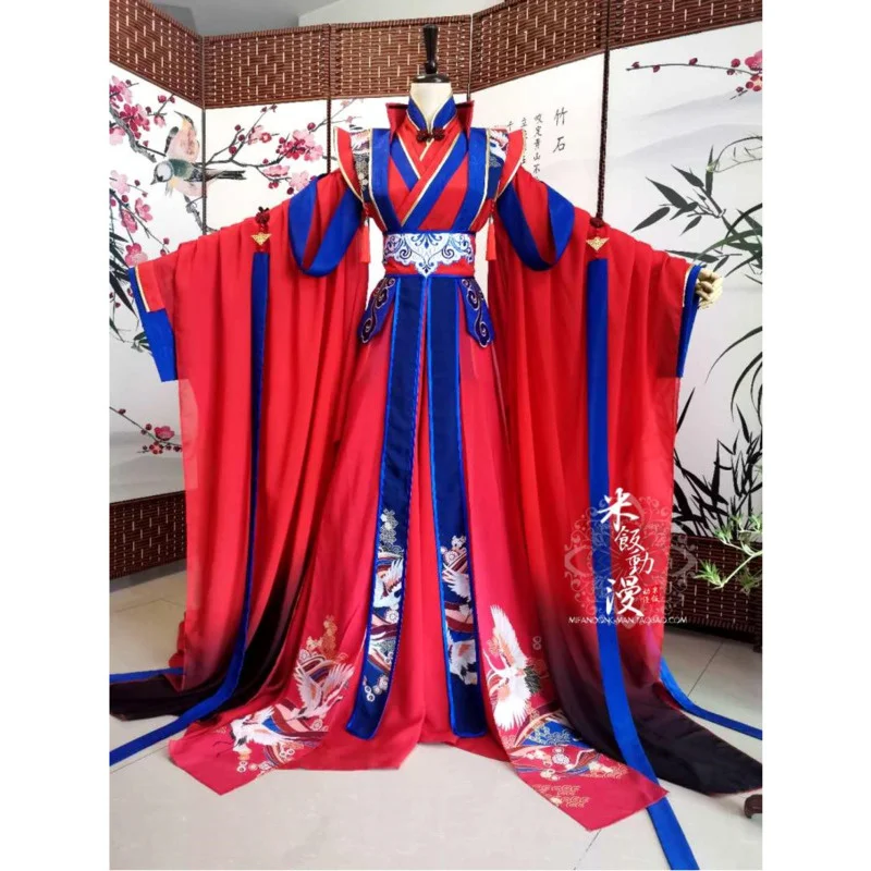 

Chinese Traditional Hanfu Men Women Custom Made Tian Guan Ci Fu Hua Cheng Carnival Cosplay Costume Red Wedding Dress