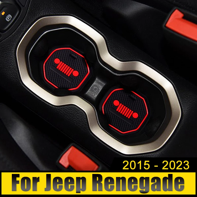 For Jeep Renegade 2015 2016 2017 2018 2019 2020 2021 2022 2023 Anti-Slip Gate Slot Cup Mat Door Non-Slip Pad Coaster Accessories