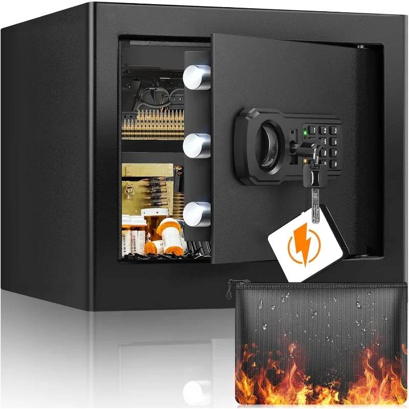 عيد الميلاد.1.2 مكعب آمن للمنزل مقاوم للحريق مقاوم للماء مع حقيبة مقاومة للحريق، آمنة ضد السرقة مقاومة للحريق مع رف قابل للإزالة، أمان