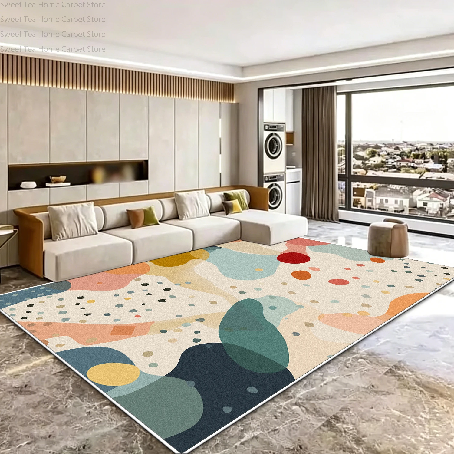 Tapis Moderne Abstrait Coloré pour Salon, Décoration de Chambre, Antidérapant, Lavable en Machine, Tapis d'Art Doux et Moelleux, Tapis de Sol pour Bureau