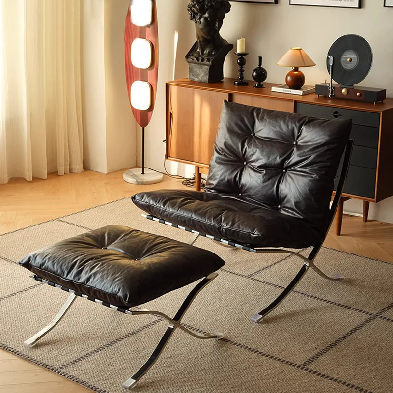 Ohm single leisure chair Nordic wabi style designer creative cowhide goose down light luxury comfortable single sofa chair