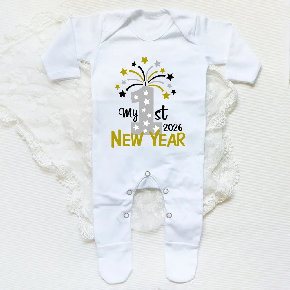 بلدي 1st السنة الجديدة 2026 الوليد الطفل السروال القصير طويلة الأكمام الرضع بذلة انه أول السنة الجديدة طفل الفتيان الفتيات السنة الجديدة روبا #6
