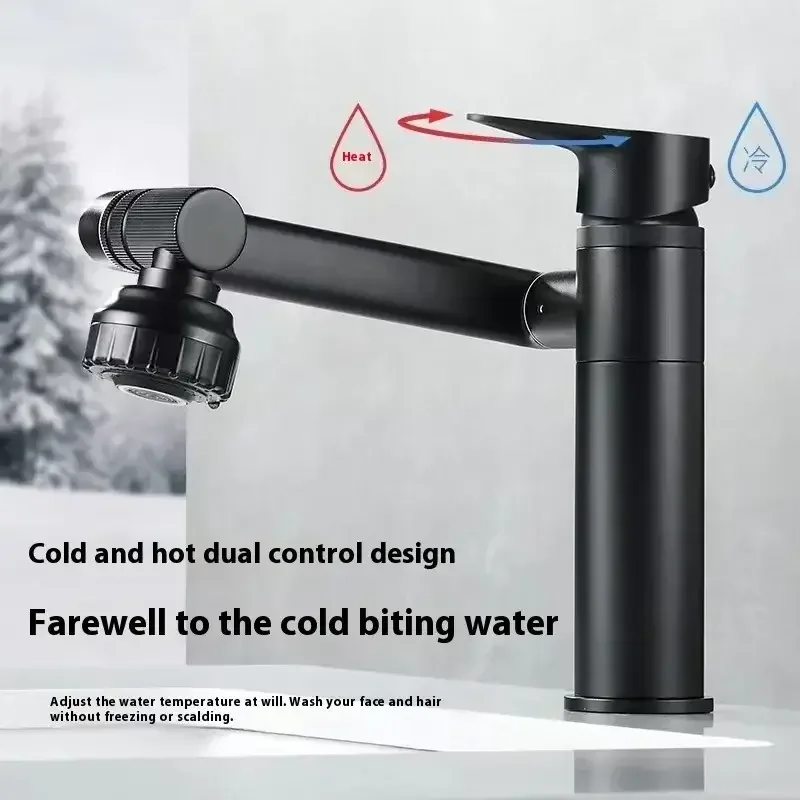 

360° Rotation Basin Faucet Deck Mounted Multi-functional 2 Modes Spray Bathroom Faucets Single Handle Hot and Cold Mixer Tap