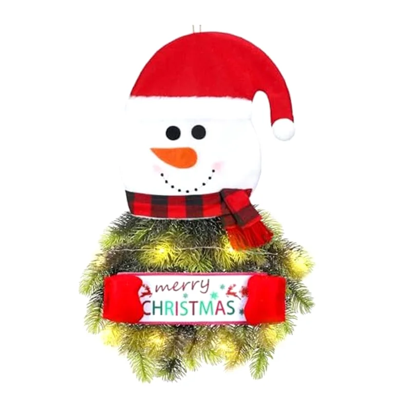 A59E-إكليل عيد الميلاد مع الضوء كما هو موضح زينة جدار الباب الأمامي البلاستيكية مضاءة إكليل باب عيد الميلاد