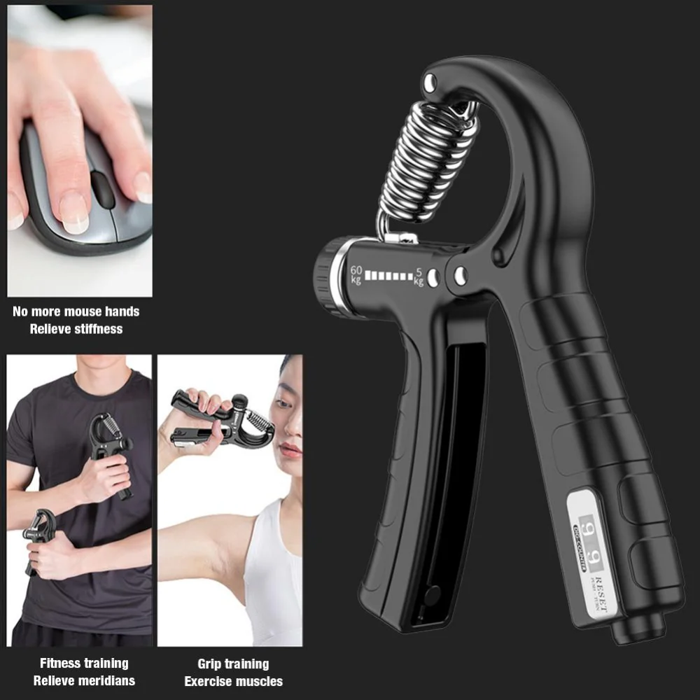 New 5-60kg Adjustable R-Type Hand Training Device Forearm Exerciser Hand Grip Trainer Finger Exerciser Finger Strength Amplifier