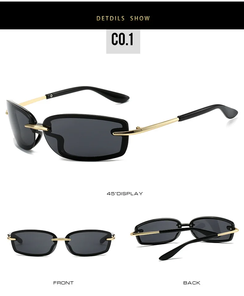 Coole randlose y2k Sonnenbrille für Frauen neue Steampunk Brille Trend Punk Shades Brillen Unisex Outdoor Brillen uv400 – Detail 9