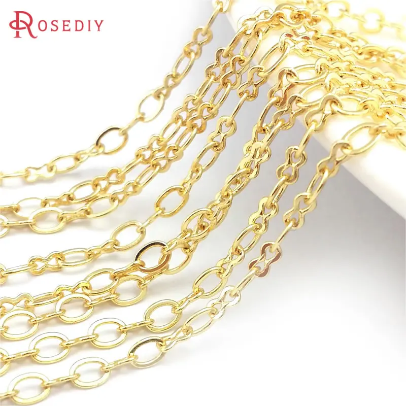 2 Meters 24K Gold Color Brass Long Oval Shape Necklace Chains Bracelets Jewelry Chains Making Supplies Diy Findings Accessories