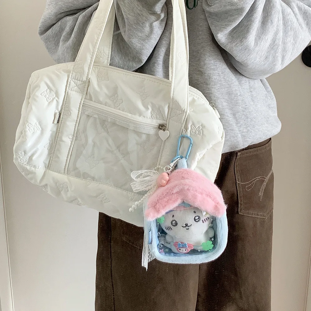 Cute Cartoon Plush Transparent Doll Storage Bag Fashion Girls Backpack Pendant Decoration Display Figure Bag Gifts﻿