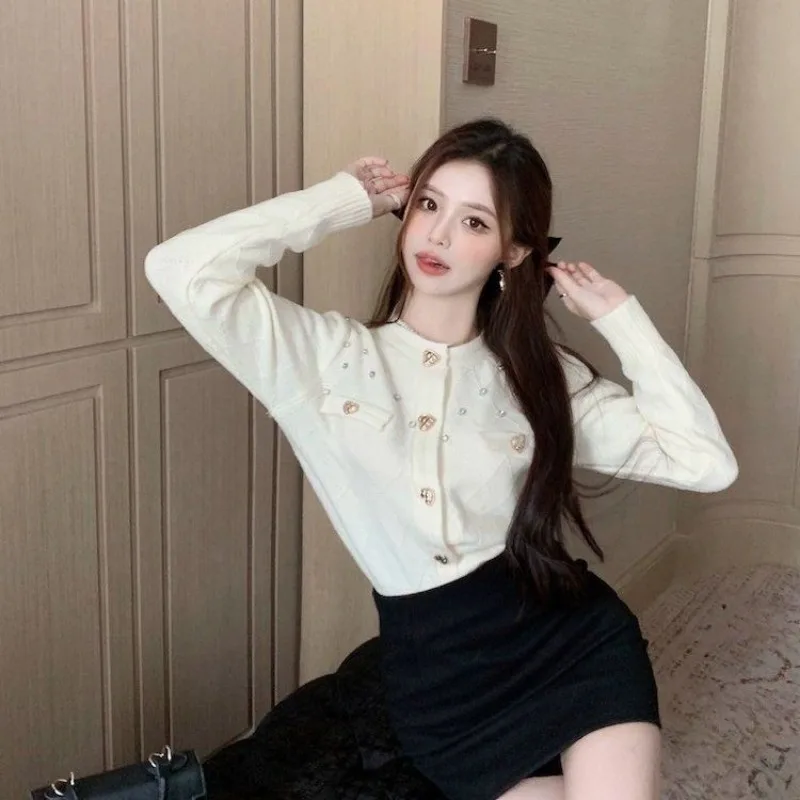 

Модный осенне-зимний свитер, пальто, кардиган, короткий стиль, маленький стиль, шикарный новый вязаный универсальный топ