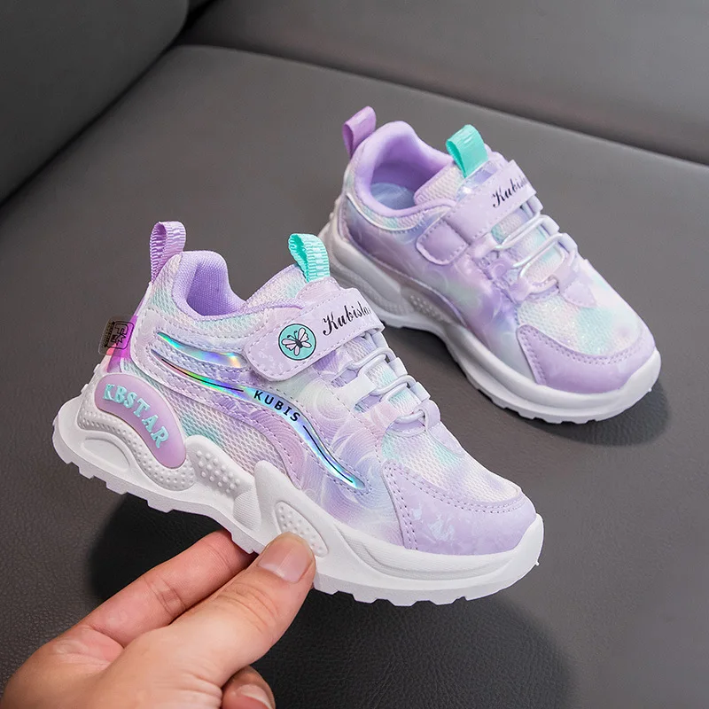 Kids Spring Sneakers Girls School Casual Shoes Outdoor Breathable Running Shoes Light Soft Pink Non-slip Children Shoes