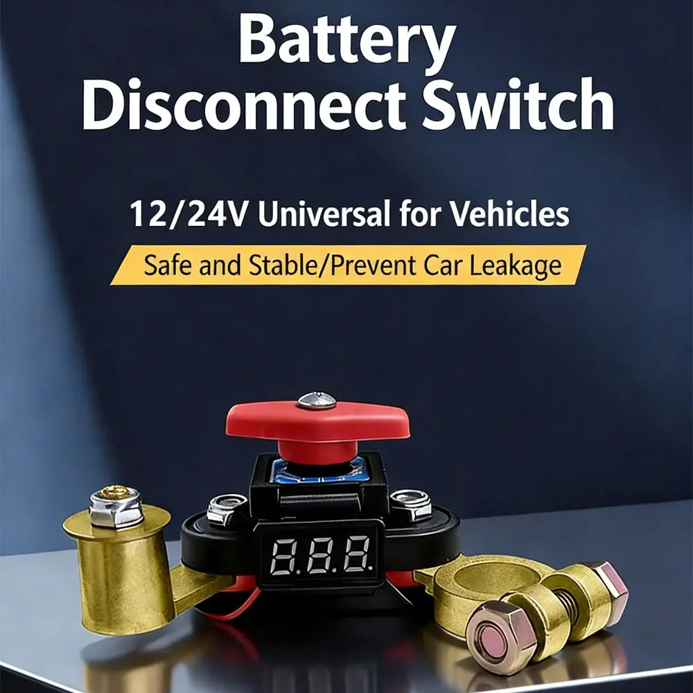 360° Rotatable Car Battery Disconnect Switch Anti-Leakage Brass Battery Switch High Power Universal Fit Battery Cutoff Switch