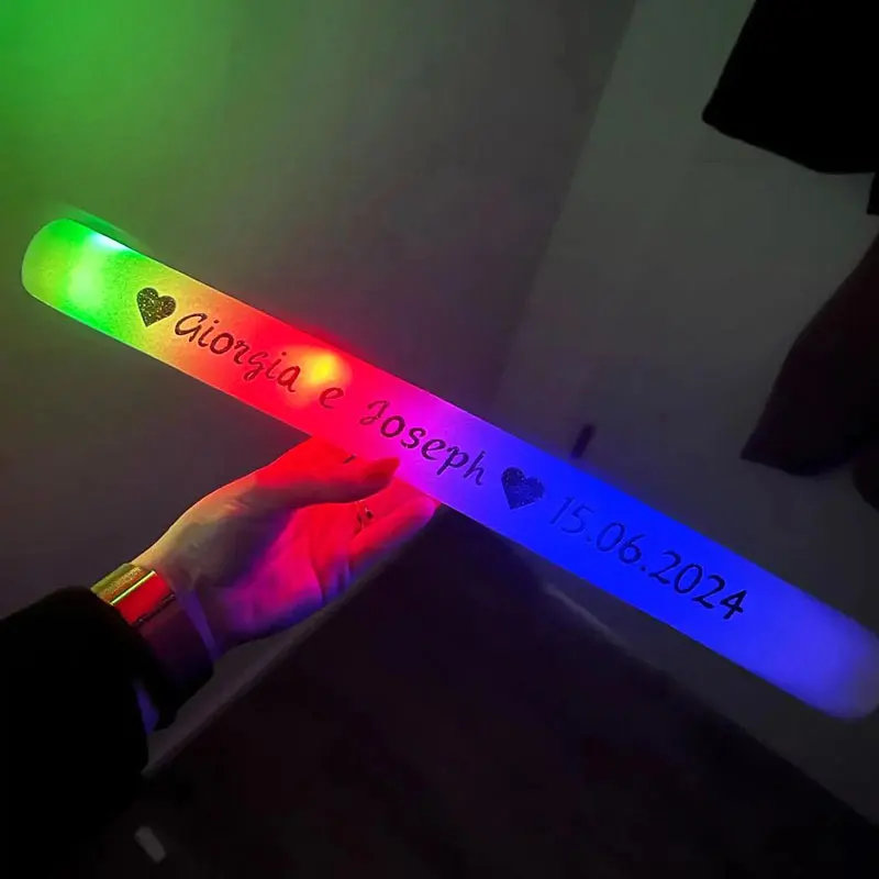 20/30Pcs Personalization LED Glow Sticks Customize Logo LED Foam Sticks Cheer Tube Dark Light Birthday Wedding Party Supplies