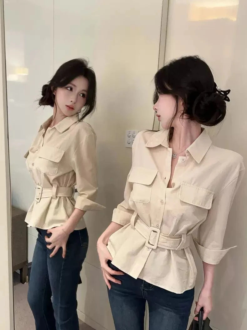 ملابس عمل بياقة نسائية irt بقصة ضيقة وخصر مقصوص، تصميم أمريكي فريد من نوعه، اهتمام خاص للخريف قابل للتنفس