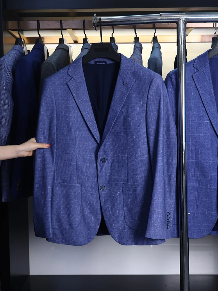 

Homesi Casual Men's Busin Suit Slim Fit No Split Rear Busin Sle Long Sve Two Button Single Row Notch Lapel