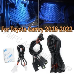 4PCS LED Car Interior Atmosphere Stripes luce ambientale piede luce decorativa blu ghiaccio per Toyota Camry 2018 2019 2020 2021 2022