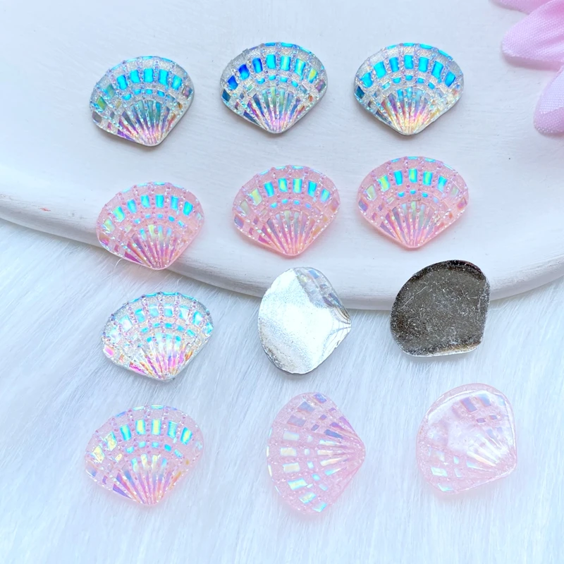 40Pcs New Cute Resin Mini Shiny Shells Flat Back Cabochon Scrapbooking Hair Bow Center Embellishments DIY Accessories