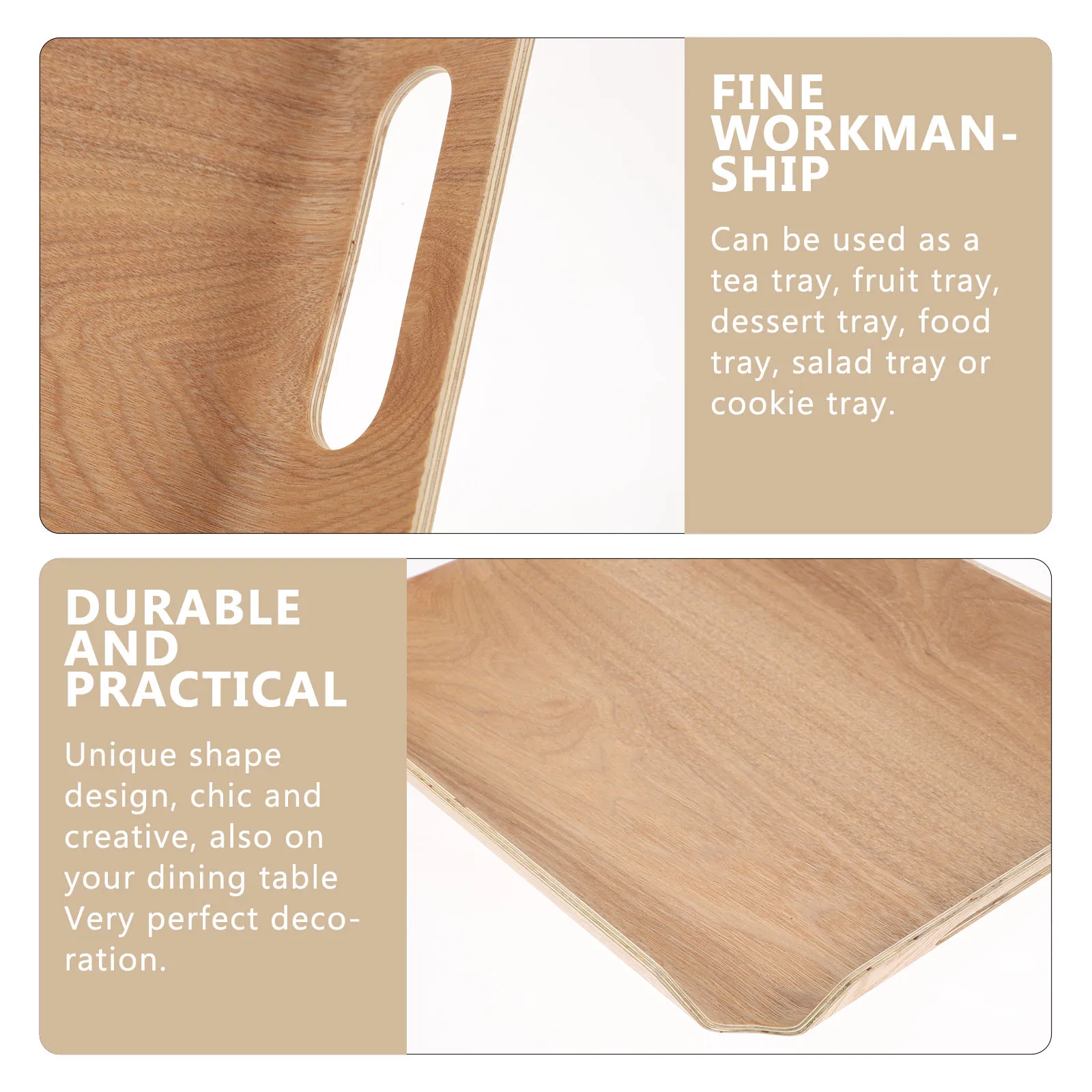 

Wooden Dinner Plate Dessert Tray Multipurpose Teaware Breakfast Fruits Serving Food Smooth Wood Storage Wear Break Home