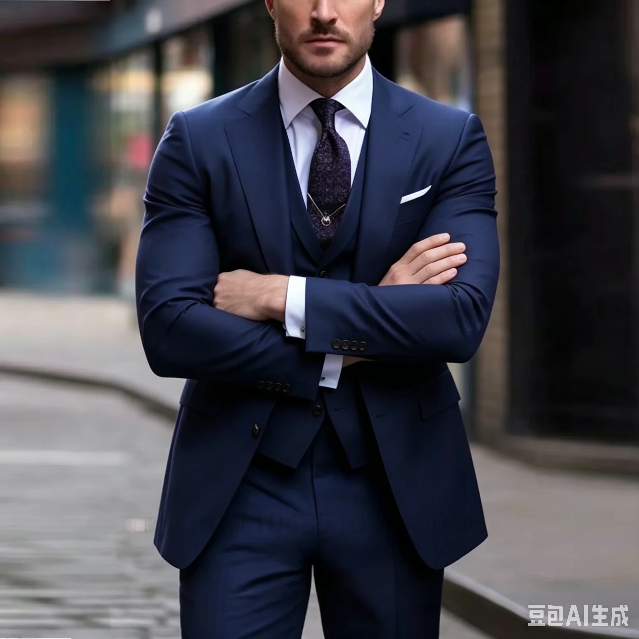 

Navy Blue Men Business Suits Wedding Suit Notch Lapel Two Buttons Blazer Groom Tuxedos 3 Piece Set Dress Jacket Vest Trousers