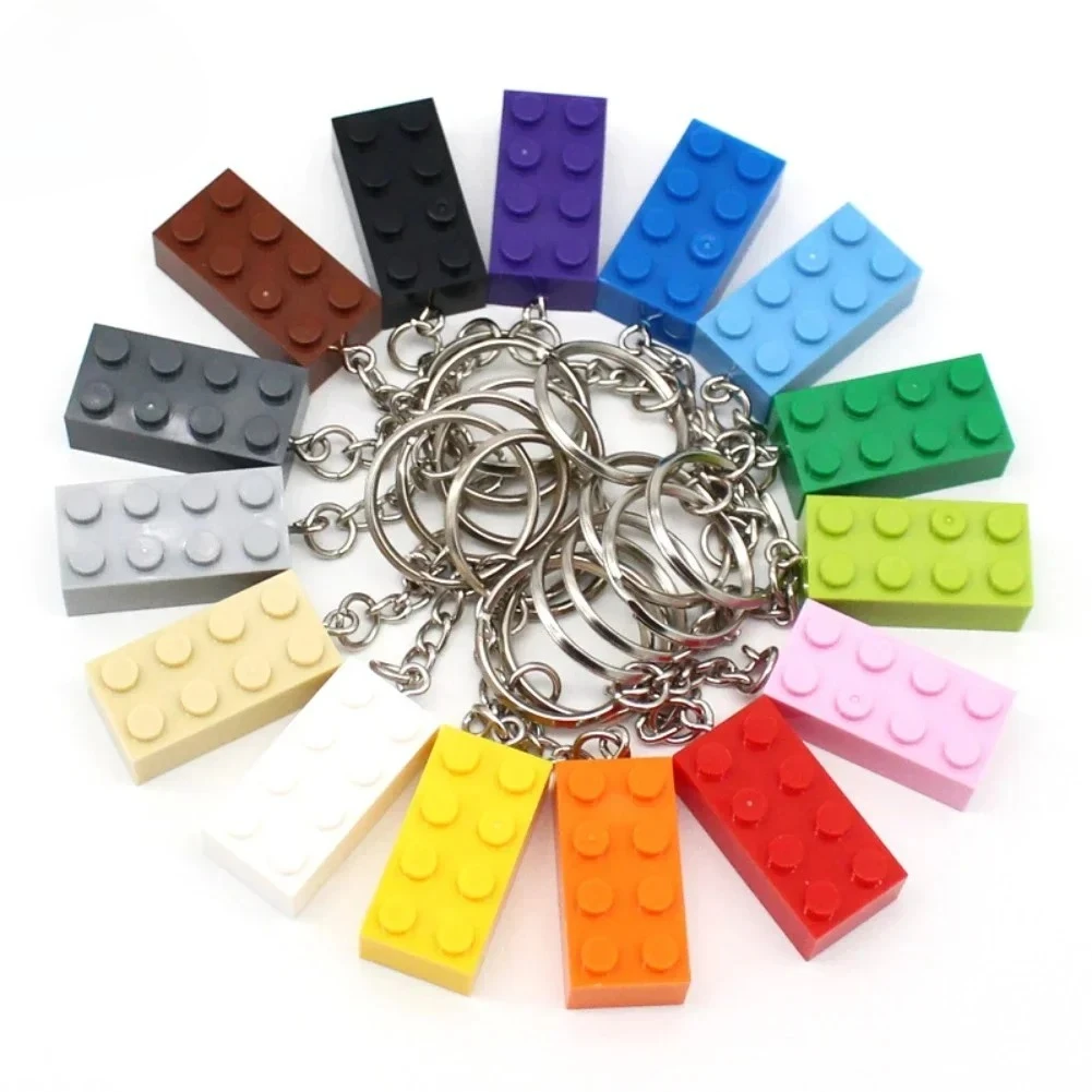 1 pièces bricolage MOC brique porte-clés plaque briques épaisses 2x4 3001 porte-clés bloc de construction cadeau pour les enfants Compatible avec Legoeds bricolage jouets