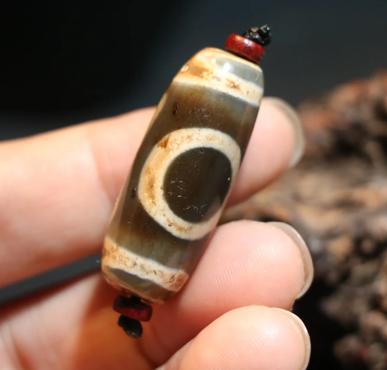 

A Magic Power Energy Tibetan Old Agate Heaven&Earth Harmonious Symbol dZi Bead Amulet Fit For Bracelet Talisman Timestown