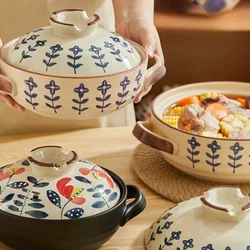 Ceramic Shallow Mouth Small Casserole Pots, Creative Household Gas Stove, High Temperature Resistant, Soup Pot
