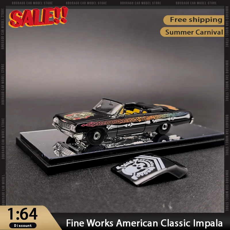 

Fine Works6 Американская классическая игрушка из сплава Impala 1:64 безрадио керована сборка Коллекционный автомобиль Игрушка Рождественский подарок