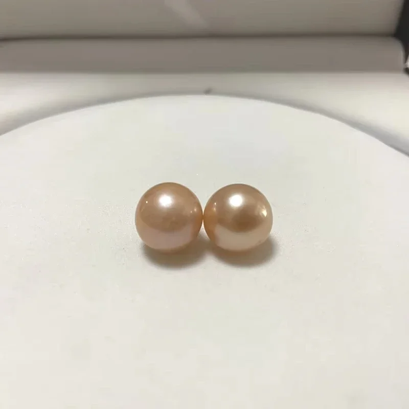 

13-14mm Natural Gold Pink Nearly Round Loose Pearls, No Hole, Perfect for DIY Jewelry, Pendant, Earrings, Ring