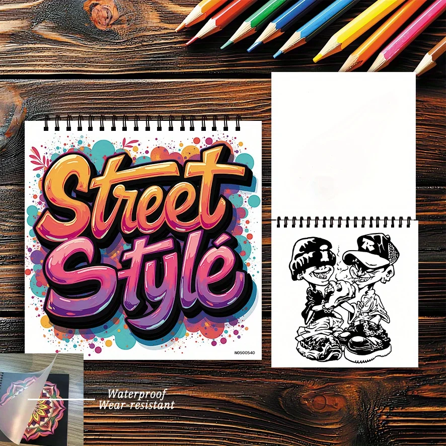 Adult Street Style Coloring Book - 8.27×8.27 Inches, 22 Pages. Vibrant Graffiti - style Lettering. Trendy Gift