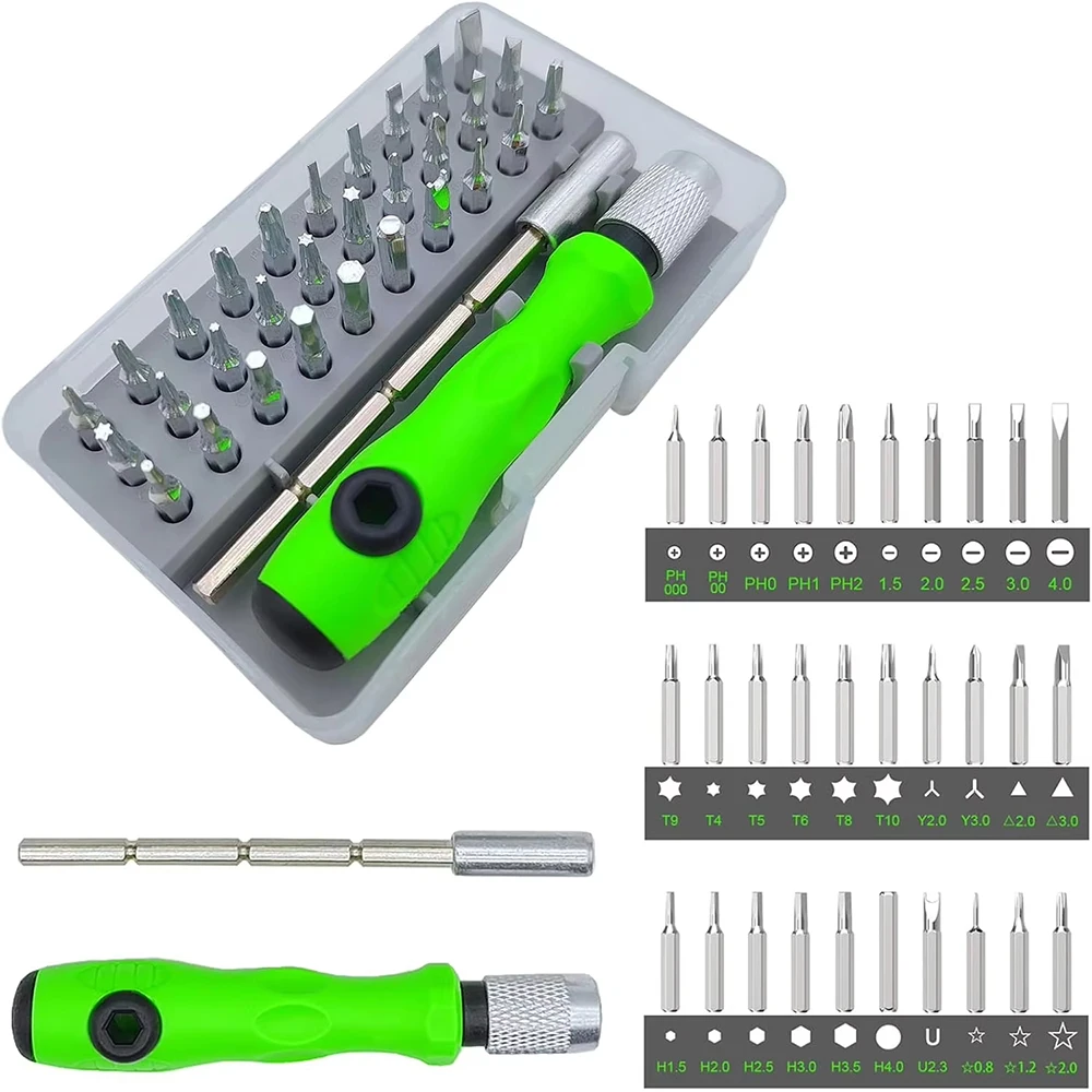 Kleines Schraubendreher-Set, 32-in-1, magnetische Mini-Präzisions-Schraubendreher-Bits, Torx, Kreuzschlitz, Sechskant-Reparatur-Handwerkzeug-Set für PC, iPhone