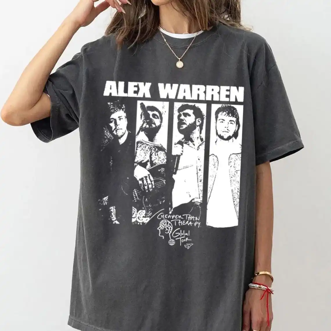 

Ретро футболка Alex Warren Tour с узором Alex Warren, подарок фанату, футболка для любителей музыки, удобная женская одежда, повседневный хлопковый топ