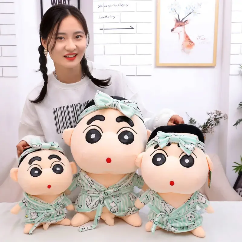 MINISO Big Size New Bathrobe Crayon Shin Chan Doll Anime Plush Fill Doll Anime Throw Pillow Doll Stuffed Animal Gift