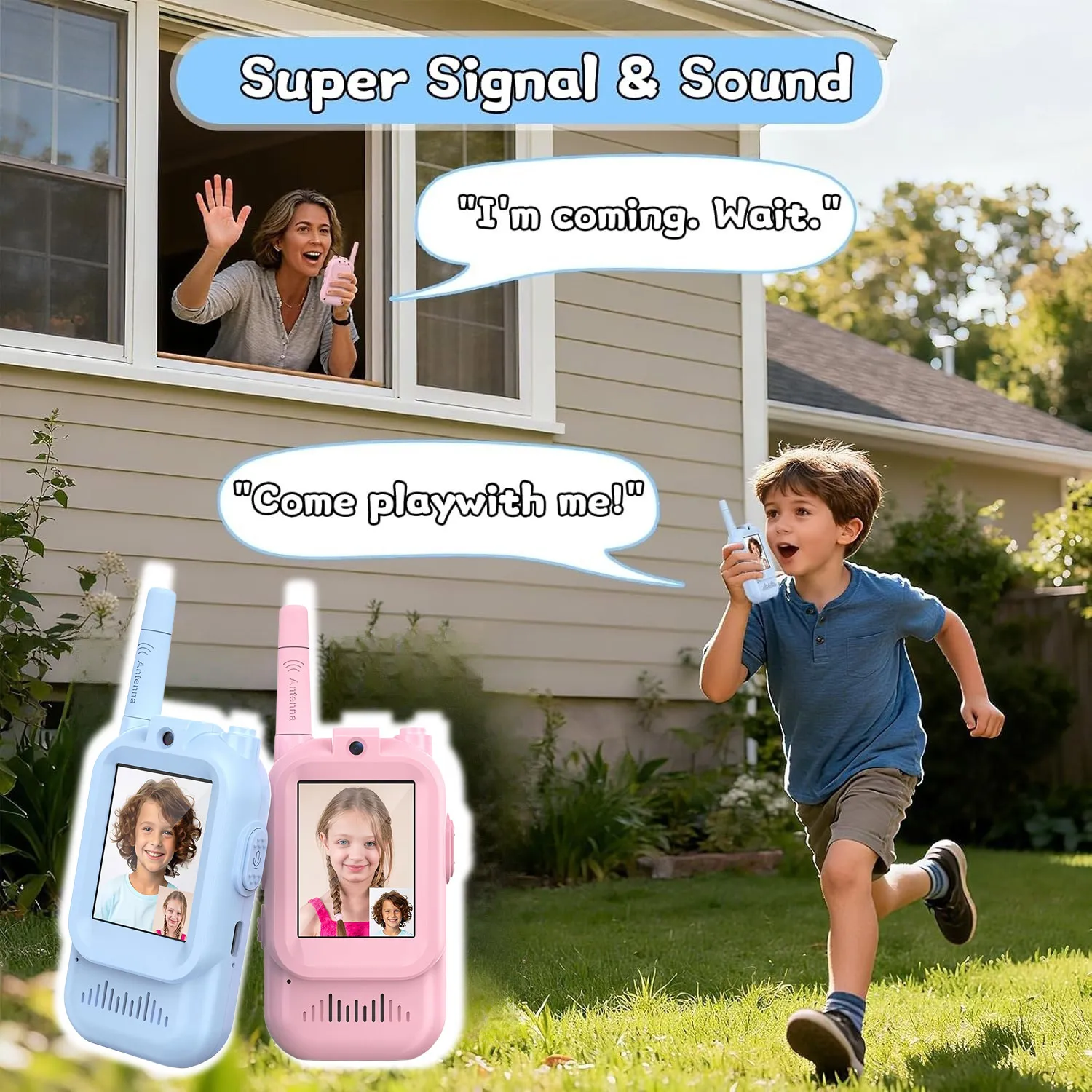 2 قطعة فيديو للأطفال لاسلكي تخاطب 2 "HD شاشة USB-C قابلة للشحن بنقرة واحدة HD دعوة الاتصال الداخلي الأطفال بنين بنات هدايا عيد #3