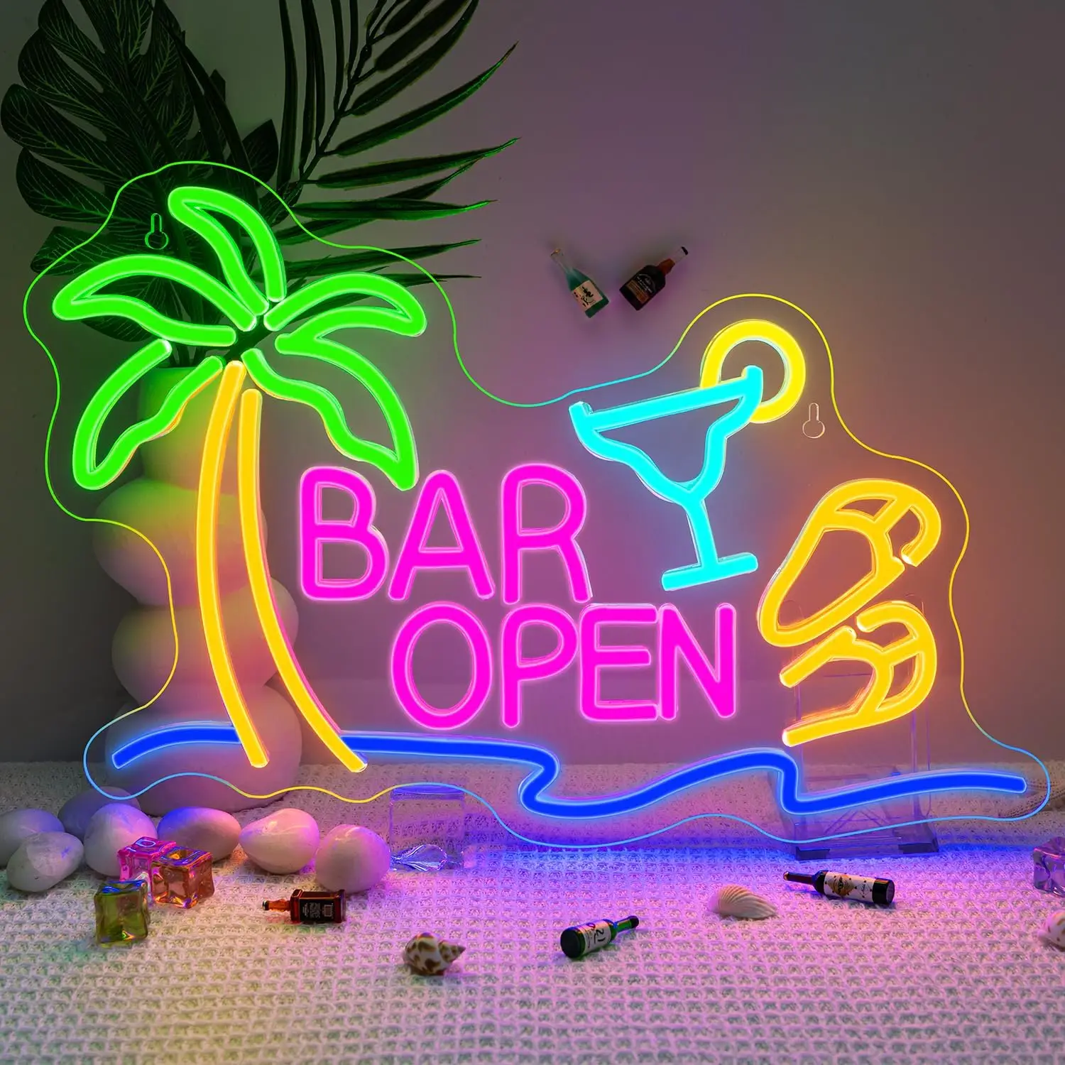 

Bar Open Neon Sign USB Dimmable LED Neon Light for Pub Party Man Cave Vacation Hotel Beer Art Decor Birthday Christmas Gift