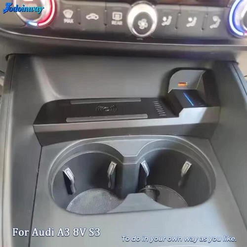 Imagen 1 del producto Cargador inalámbrico de coche de 15W para Audi A3 8V S3 2014-2020, soporte de carga para teléfono, soporte móvil de carga rápida, accesorios interiores