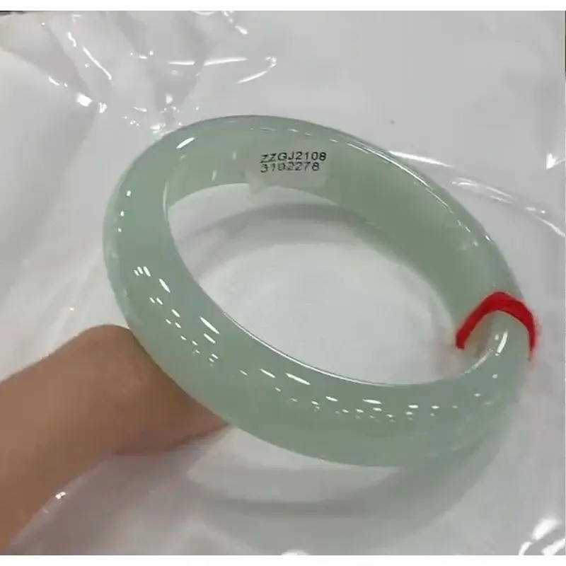 Natural Burmese Old Mine , Ice-Waxy Light Green Single-Color Jade Bracelet for Women, Jadeite Gift view 4