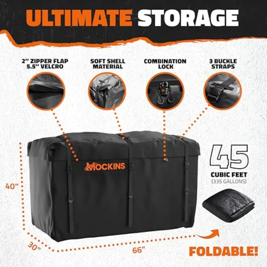 XL 66x30x14 عالية السكك الحديدية للطي وصلة البضائع الناقل مع 45 CuFt وصلة مقطورة حقيبة الناقل البضائع لسيارات الدفع الرباعي والشاحنة غطاء 500Lbs