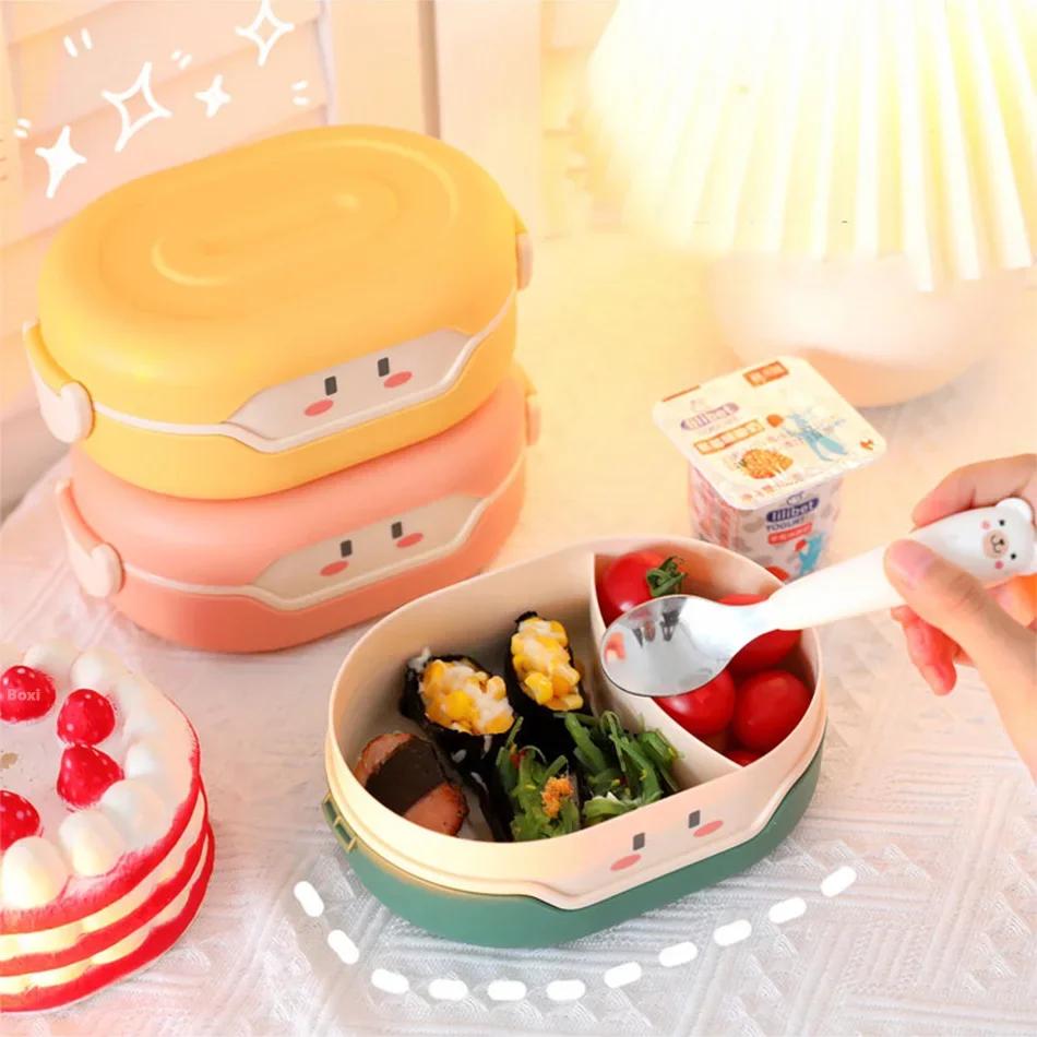 780ml Portable Cartoon Healthy Plastic Lunch Box Microwave Oven Lunch Bento Boxes Food Container Dinnerware Kid Childen Lunchbox