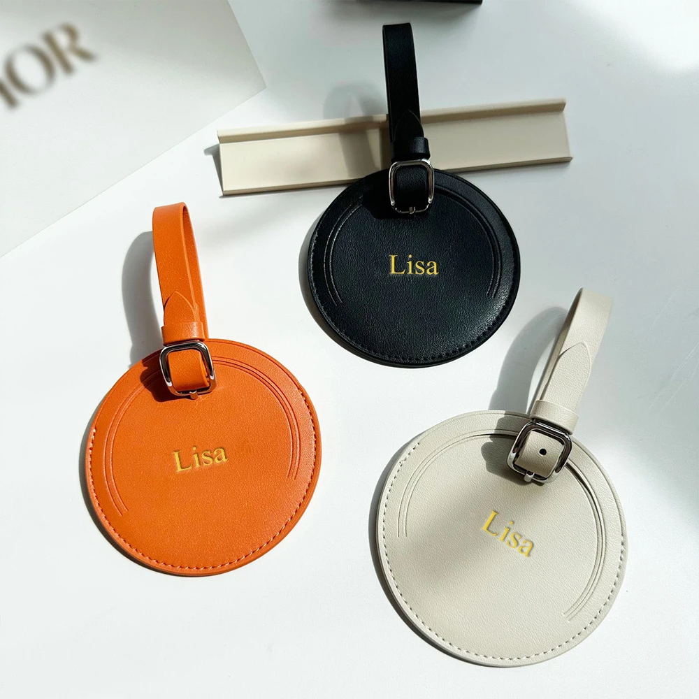 25/5000 Customized letter leather round travel case label signboard air cargo boarding pass business gift