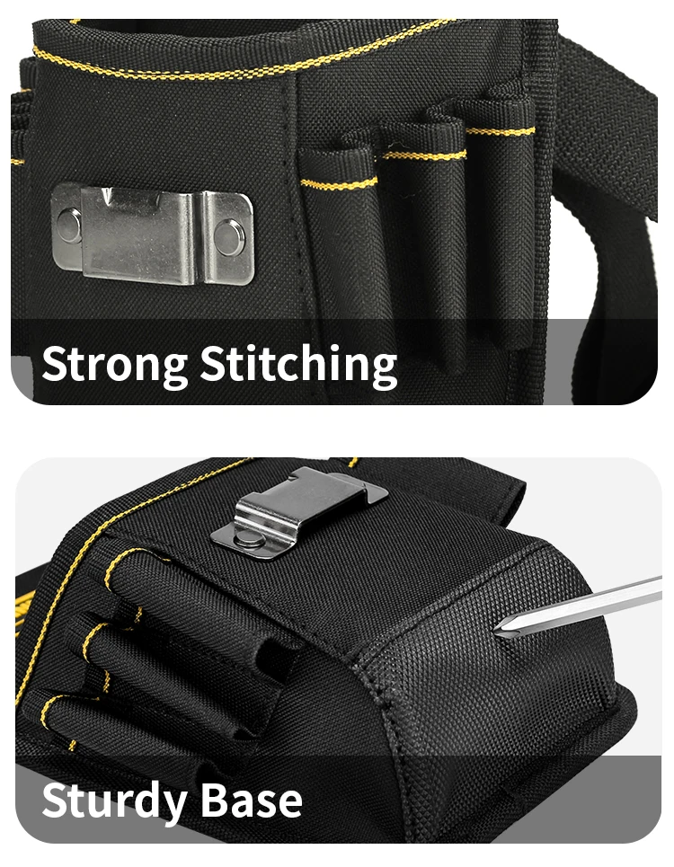 1-teiliges Werkzeuggürtel-Set, inklusive kleiner Werkzeugtasche, Elektriker- und Zimmermanns-Werkzeugtasche mit Gürtelclip, Werkzeuggürtel, Werkzeugtasche – Detail 8