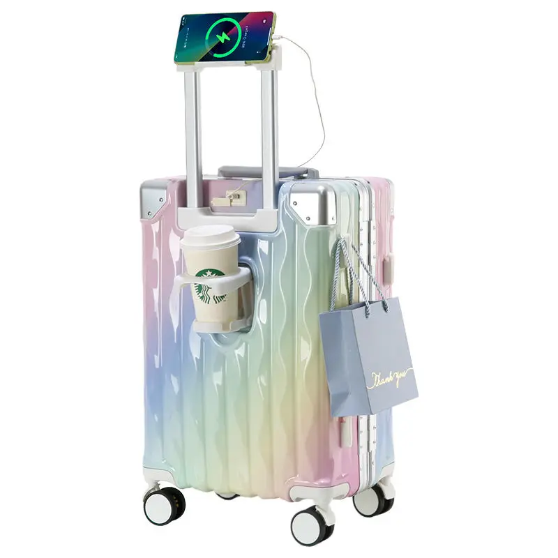

Rolling Luggage Security Combo Lock Unisex Carry-On Suitcase Air Travel Road Trips Reinforced Edges Expandable Storage