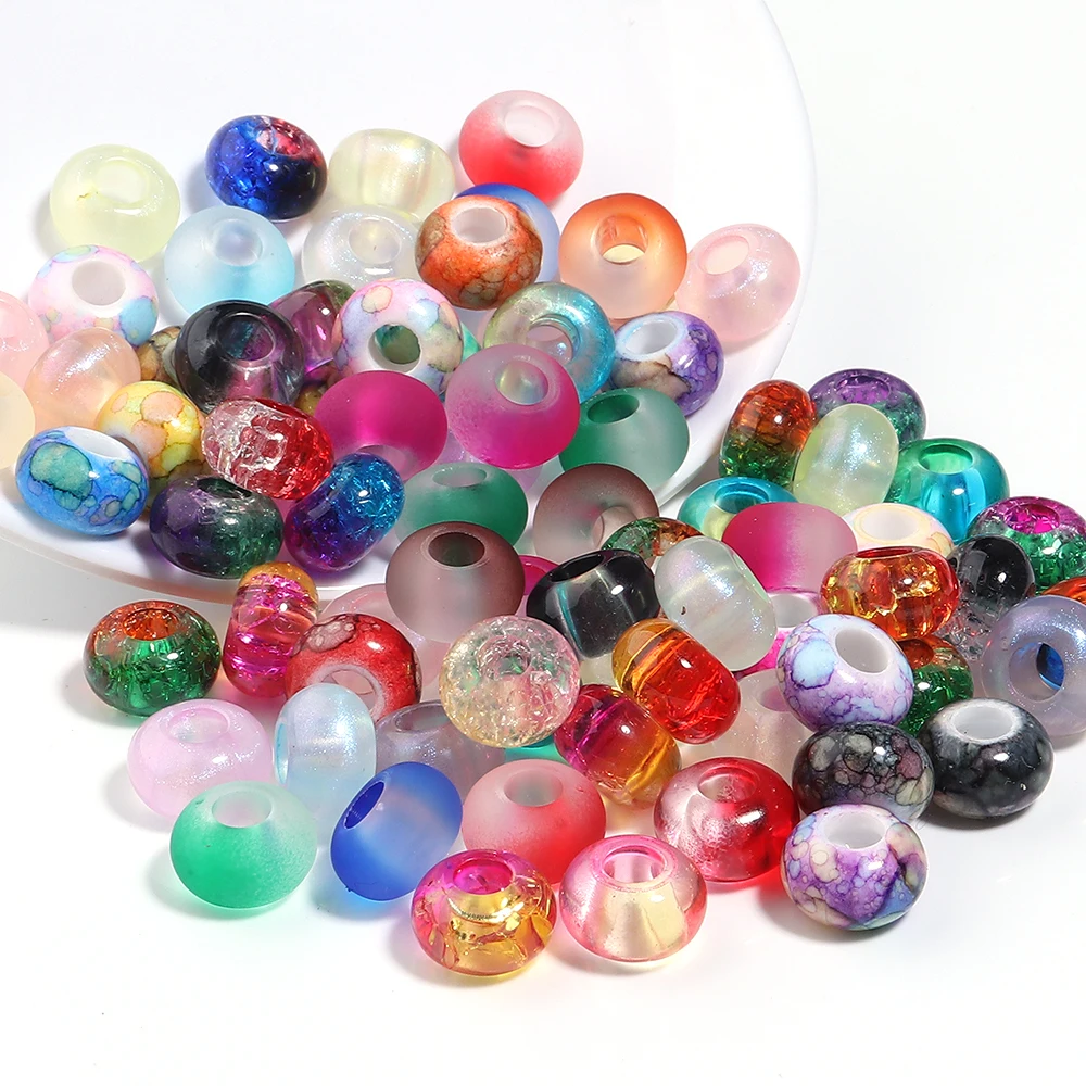 30 Stück zweifarbige Acrylperlen mit großen Löchern, lose Abstandsperlen für DIY-Handarbeiten, Armbänder, Schlüsselanhänger, Schmuckherstellung – Detail 3