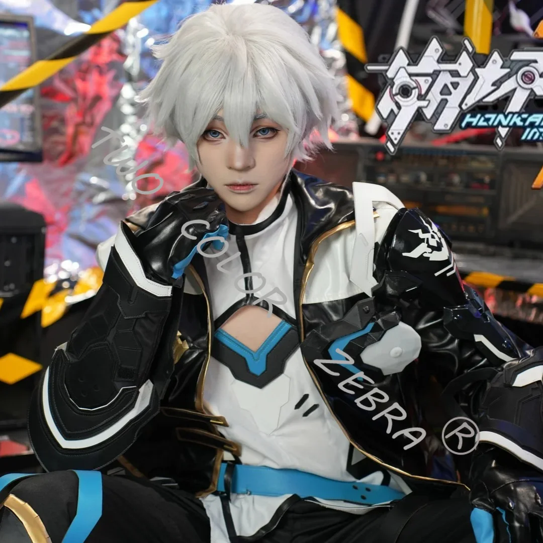 Kevin Kaslana Cosplay Costume Game Honkai Impact 3 Cos Suit Black Knight Set Long Coat Top Armor Belt Gloves and Accessories view 4