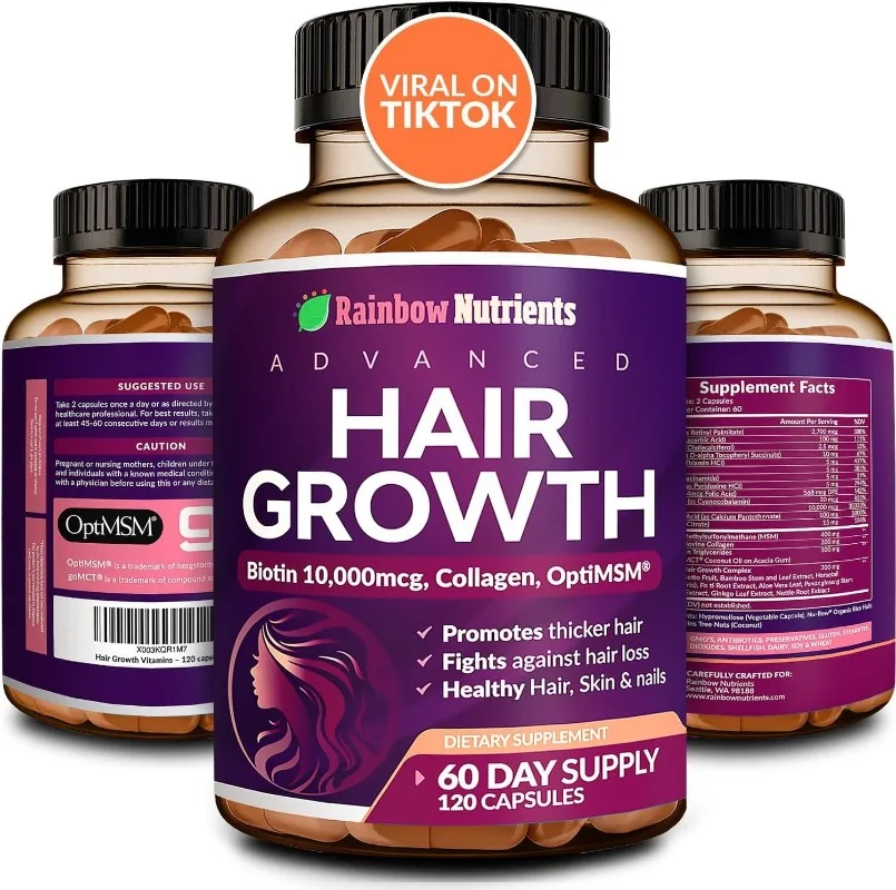 Hair Growth - Healthier Hair, Skin and Nails, Alleviate Hair Loss and Brighten Skin Tone, Naturally Regenerate Stronger