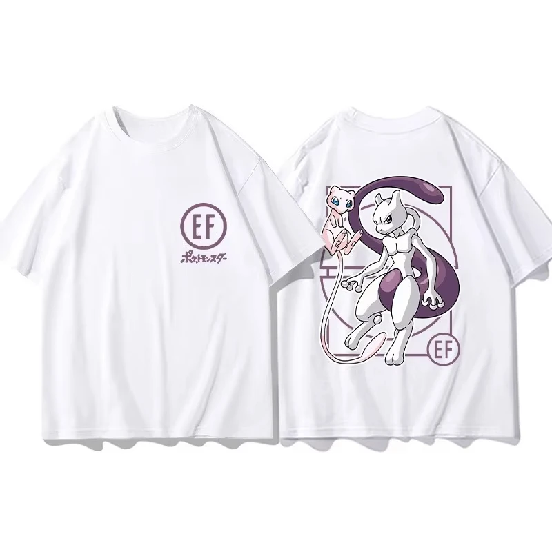 Pokémon Joint produits périphériques T-Shirt à manches courtes Gengar Psyduck Mewtwo imprimé hommes garçons et filles été nouveau haut tendance