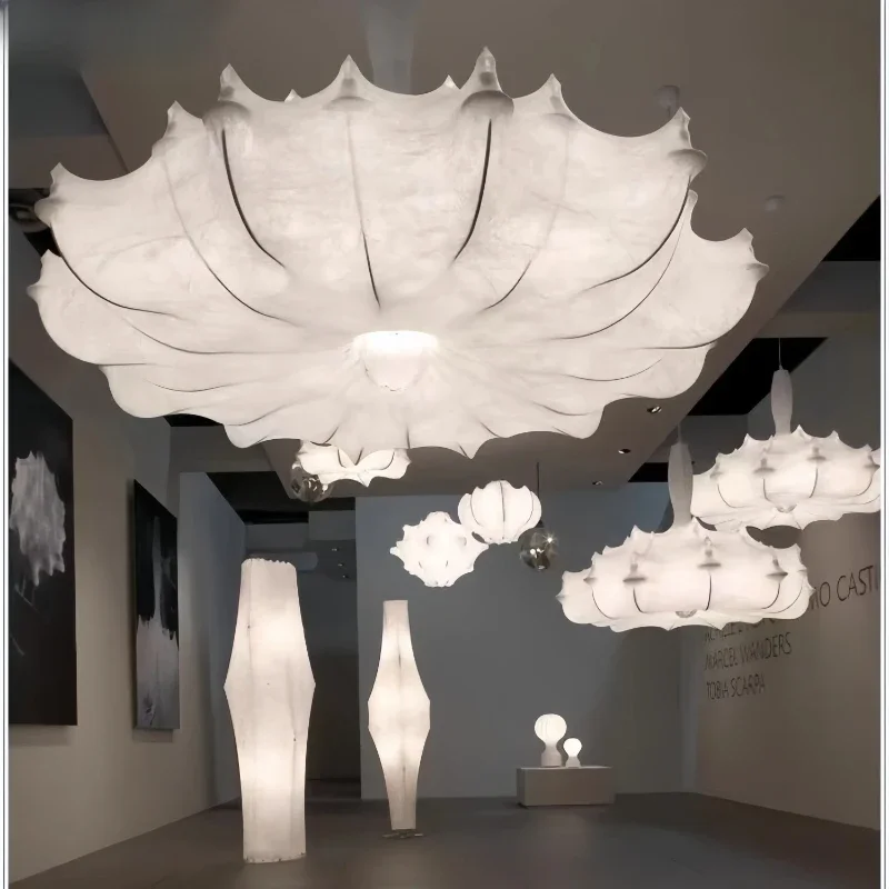 Nordic Designer Showroom Lobby Cloud Chandelier Japanese Style Wabi-sabi Style Simple Living Room Silk Airship Pendant Light LED